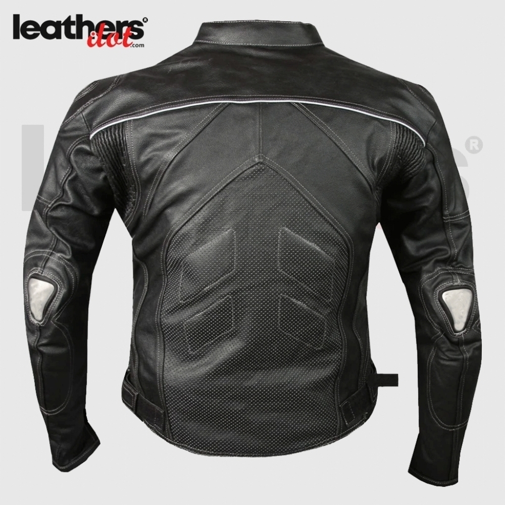 Men’s Cruiser Motorcycle Jacket Black Cowhide Leather Armored Street Bike - Picture 5 of 16